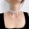 Collar de franela amazónico, gargantilla gótica Loli transfronteriza, cadena para el cuello, collar de encaje estilo europeo y americano, joyería vintage para mujer