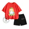 Aliexpress Transfronteiriço Camiseta de Verão Fofa de Desenho Animado Meninos e Meninas Versão Q Estampa de Desenho Infantil