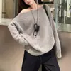 Otoño e Invierno Nuevo Estilo Coreano Estilo Perezoso Hombro Caído Cuello Redondo Suéter Holgado Adelgazante Manga Larga Suéter Versátil para Mujer