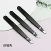 Fábrica en stock herramientas de belleza boca plana inclinada acero inoxidable clip de cejas negro pinzas para depilar cejas rizador de pestañas