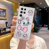 Funda Transparente para Teléfono Samsung A54 de Gato Lindo para Mujer S24Ultra Lazo Rosa Cubierta Protectora Anticaídas