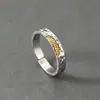 Anillo Dorado Oculto Vintage para Hombre Tendencia Personalizado Anillo Dorado Dividido Moda Simple Irregular Anillo Individual para Hombre