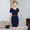 Vestido largo coreano de moda de primavera y verano de dos piezas falsas para mujer, vestido de vestir para negocios, overol de salón de belleza