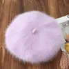 2025 Nuevo Boino de Terciopelo de Visón de Pelo Largo para Mujer Otoño e Invierno Lindo y Dulce Más Fácil de Combinar Sombrero Octogonal Sombrero de Pintor Tejido