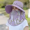 Nuevo sombrero de sol para mujer de verano, máscara protectora solar, sombrero todo en uno, chal, sombrero de sombrero para recoger té, sombrero de máscara agrícola para exteriores