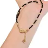 Collar con Borla de Espinela Negra de Tono Oscuro Retro de Gama Alta Estrella de Cinco Puntas Diseño de Nicho Cadena para Clavícula Versátil para el Viaje