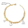 Pulseira de Aço Titânio com Gotejamento de Óleo e Ouro 18K, Esmalte de Alto Padrão Estilo Oceano, Design de Estrela-do-Mar e Coqueiro, Bracelete de Aço Inoxidável de Luxo Leve com Pontas Abertas
