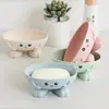 Caja de jabón de dibujos animados de paja de trigo creativa para baño, caja de jabón tridimensional para baño, soporte de jabón con drenaje para baño