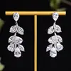 Europeu e Americano Hot-selling Pavão Verde Uva Brincos Luxo High-end Sense Crack Diamond Ice Flower Leaves Water Drop Color Treasure Brincos