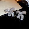 Agulha de prata Super Flash brincos de laço de zircão brincos franceses de luxo de alta qualidade brincos brincos de moda versátil