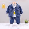 Novo conjunto infantil de cowboy de três peças para primavera 1-4 anos meninos e meninas estilo estrangeiro terno bebê bonito primavera e outono atacado