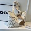 Bolsa Tote de Lona Estilo Japonês Cartoon Ins de Ombro Único Grande Capacidade para Estudante Versátil para Aula