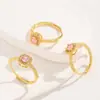 Anillo Abierto Ajustable de Aleación con Goteo de Aceite Estilo Chino, Anillo de Mariposa y Flor de Lujo Ligero de Gama Alta Estilo Ins