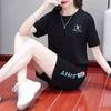 Conjunto 2025 de manga curta esportivo feminino de verão novo casual moda fino plus size Conjunto de duas peças feminino para comércio exterior
