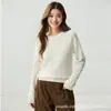 Suéter de Cashmere Grossinho com Gola Redonda, Ombros Raglã e Trançado para Mulheres, Novo Pulôver Estilo Coreano Outono/Inverno, Suéter de Cashmere Emagrecedor