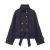 Atacado de roupas femininas transfronteiriças 2026 novo produto estilo europeu e americano moderno versátil casual simples casaco de lã com gola alta e cinto