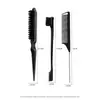 Peine de Cerdas de Jabalí de Tres Filas Maquillaje Profesional Maquillaje Esponjoso de Noche Peine para el Cabello Hogareño Punta de Aguja de Acero Cola para Cera Capilar Cepillo para Cejas