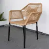 Conjunto de Mesa e Cadeiras de Exterior com Guarda-Sol Pátio Varanda Aberta Terraço Rattan Trançado Exterior Impermeável Estilo Lazer Madeira Anti-Corrosão Mesa e Cadeiras