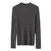 Cuello medio alto, nuevo modelo de otoño e invierno, 100% cachemira pura, camiseta interior de punto para mujer, corte ajustado, versátil, prenda interior de una sola pieza sin costuras