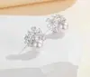 Pendientes Exquisitos de Flor y Perla Estilo Coreano para Mujer Aguja de Plata S925 Pendientes Incrustados de Circonita Pendientes Dulces Elegantes de Dama
