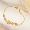 Pulsera de Acero Titanio Dorado Incrustada con Turquesa Pulsera Mariposa Cubana de Acero Inoxidable Joyería de Moda Simple Europea y Americana Venta al por Mayor