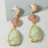 ZA Moda Bohemia Transfronteriza Color Dopamina Aleación de Acetato Pendientes Largos de Gota de Agua