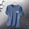 Camiseta de manga corta de seda de hielo de verano para hombre, camiseta holgada de cuello redondo y media manga para hombre, talla grande, sencilla, combinable, de secado rápido.