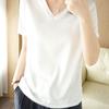 Seda Gelo Cetim Manga Curta Feminina Estilo Verão 2024 Estilo Novo Feminino Decote V Manga Curta Camiseta Feminina Atacado