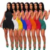 AL235 Amazon Transfronterizo Europeo y Americano Traje de Mujer Borla Encaje Sin Mangas Shorts Mono Dos Piezas Color Sólido