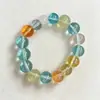 Cuentas de Cristal Multicolor, Cuentas de Cristal de Color Dopamina de Fluorita Verde, Pulsera de Cristal Blanco Transparente