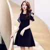 Vestido 2026 Verano Nuevo Elegante Vestido de Una Pieza Adelgazante Pequeño Vestido Negro Falda Corta para Mujeres Petites Estilo Verano Ropa de Mujer