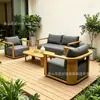 Sofá de Teca para Exteriores Impermeable Protector Solar Patio Balcón al Aire Libre Sofá de Ocio Fábrica de Muebles para Terraza al Aire Libre Personalización