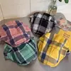 Boina a cuadros estilo coreano para mujer, gorro de pintor estilo retro, fresco y elegante, fino y transpirable, con lengüeta de pato hacia adelante.