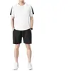 Traje deportivo de running de secado rápido para hombre, shorts de manga corta de seda helada para entrenamiento en el gimnasio, ropa de bádminton, top holgado, camiseta