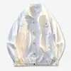 Shanggu Masculino Primavera e Outono Fino Denim Casaco Masculino High Street Lavado Cor Sólida All-match Jaqueta de Lapela Solta para Homens