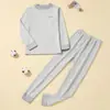 Conjunto de Roupa Térmica Infantil Sem Costura 100% Algodão para Outono e Inverno, Camada Base de Algodão Espessa e Macia para Meninos e Meninas