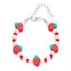 Moda Europeia e Americana Novo Colar de terno de Morango Simples Verão Pequeno Fresco Contas de Cerâmica Macia Pulseira de Miçangas para Mulheres