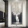Pintura Decorativa de Entrada com Nove Peixes Mural de Parede para Porta de Entrada de Sala de Estar de Alto Padrão Pintura de Luz para Corredor Corredor Pintura Pendurada