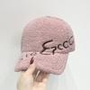Otoño e invierno nuevo gorra de béisbol con bordado de letras de lana de cordero para niños, cálida para exteriores, moda, versátil, casual