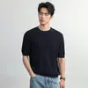 Camiseta de punto para hombre de verano, nueva, manga corta, moderna, estilo Old Money, fresca, holgada, transpirable, top estilo retro americano