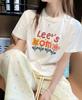 Camiseta de Algodón de Manga Corta para Mujer en Verano Estilo Coreano Holgada Cuello Redondo Estampado a la Moda Versátil Estilo Ins Top Ropa de Mujer de Moda Exportación