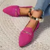 Zapatos planos de mocasín de punta con decoración metálica para mujer, talla grande, estilo europeo y americano, para el otoño de 2026, sin cordones, para el trabajo