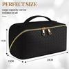 Bolsa cosmética de PU de alta qualidade, grande capacidade, portátil, tipo travesseiro, para viagem, lavagem, multifuncional, com relevo