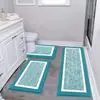 Tapetes de Chão Estilo Simples para Cozinha, Banheiro e Vaso Sanitário em Faux Cashmere, Resistentes a Manchas, Desgaste e Poeira, Conjunto de Três Peças de Tapetes de Banheiro
