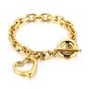 Suministro transfronterizo Moda europea y americana acero inoxidable forma de corazón cierre OT pulsera collar de moda con forma de corazón para mujer traje para mujer