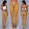 Calça Pencil Europeia e Americana Transfronteiriça Temu Calça Casual Feminina Europeia e Americana Mais Vendida com Múltiplos Bolsos Cordão Cadarço com Cinto