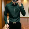 Camisa de manga larga para hombre de alta gama, elegante y moderna, con corte ajustado, tejido elástico y caída fluida, adecuada para un estilo business casual y resistente a las arrugas.