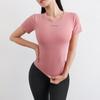 Ropa de Yoga Ajustada Nueva para Mujer de Manga Corta Elástica para Correr de Secado Rápido Adelgazante Top Deportivo Camiseta Absorbe la Humedad Ropa de Fitness