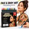 Pintura Corporal Tatuaje de Doble Punta, Pincel para Maquillaje Facial de Fiesta y Festival, Pluma de Graffiti DIY Impermeable de Secado Rápido para la Piel