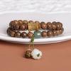 Pulseira de Sândalo Dourado Círculo Duplo 8mm Masculino e Feminino Pulseira de Contas de Oração de Mão Pingente Brinquedo Cultural Estilo Étnico Retrô Acessórios